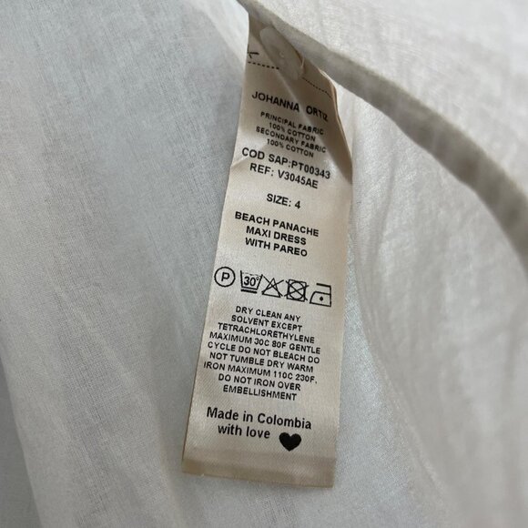 Johanna Ortiz Beach Panache Printed Cotton Voile Maxi Dress White Blue Size 4 - Picture 10 of 12